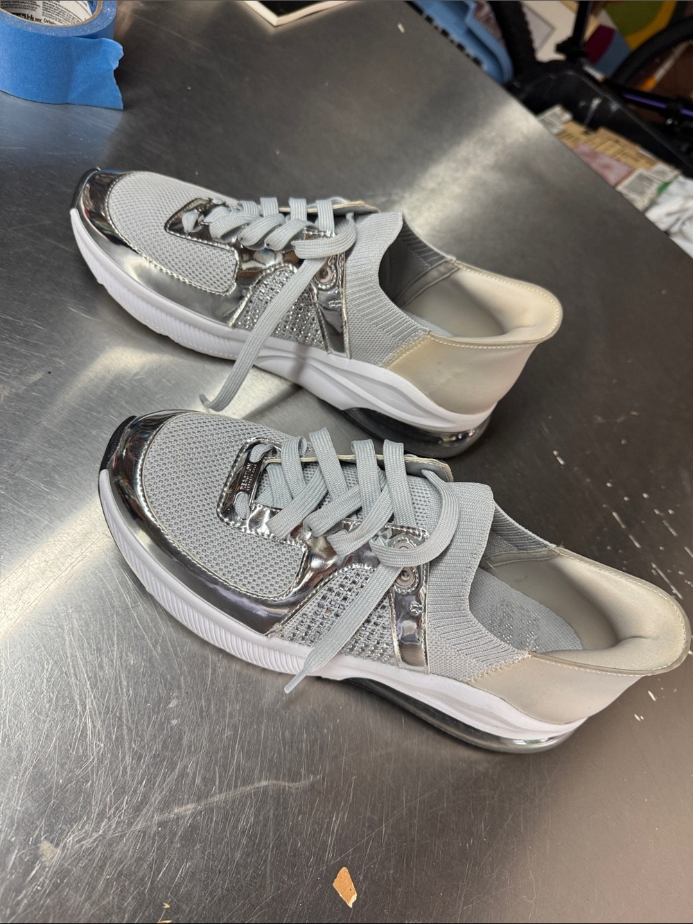 Reaction Kenneth Cole Kids Silver and Light Gray Sneaker